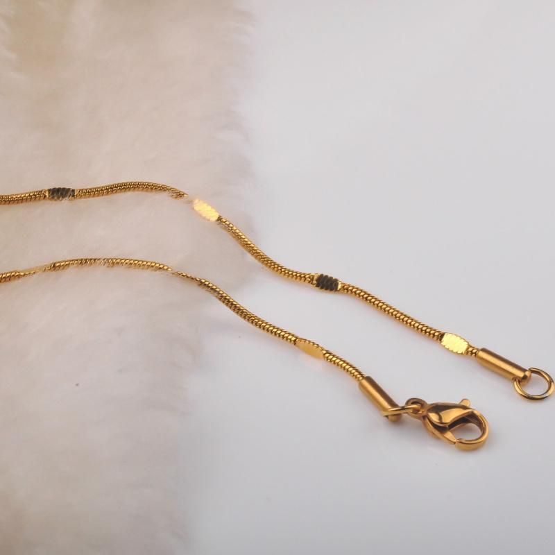 Fashion Accessories Stainless Steel Jewelry Round Snake Chain Embossed Necklace