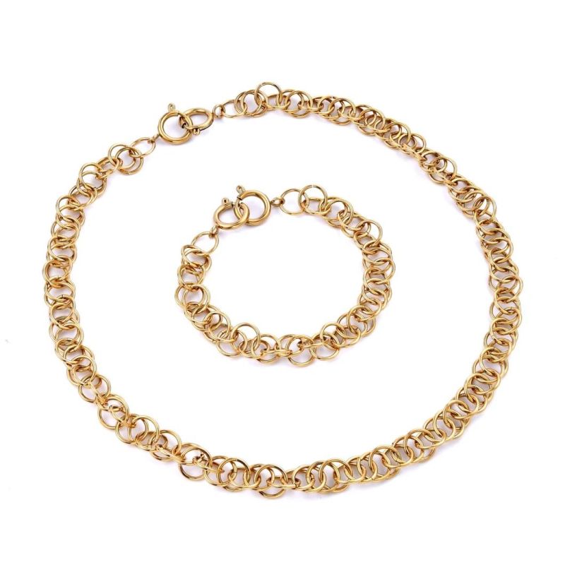 Gold Circle Linked Chain, 316L Stainless Steel Light Flat Cut Circles Jewelry