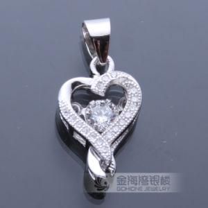 Fashion Rotary Heart Solid 925 Sterling Silver Pendant