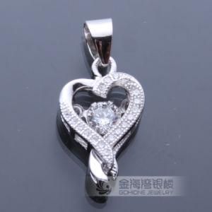 Fashion Rotary Heart Solid 925 Sterling Silver Pendant