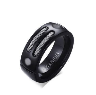 Fashion Jewelry 8mm Waya Polished Titanium Ring Black Korean Version of Men&prime; S Personality Ring