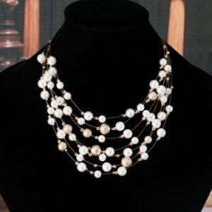 Jewelry Gold Color Multilayer Chain Imitation Pearls Necklaces for Women