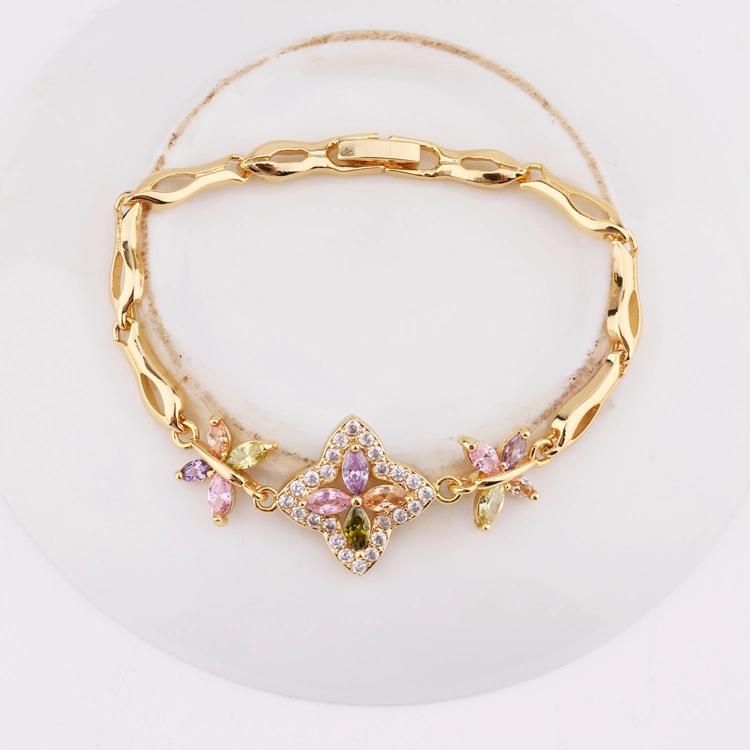 Fashion New Cheap Wholesale Colorful AAA CZ Stone 18K Gold Plated Big Zircon Around Bracelet Bangles Designs Jewelry