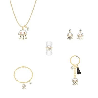 Colorful Custom Funny Pearl Diamond Jellyfish Shape