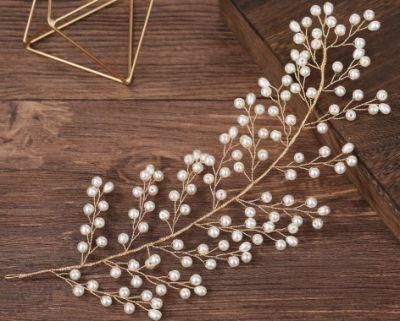 Bridal Wedding Pearl Leaf Shape Hair Comb Hair Vines Headpiece