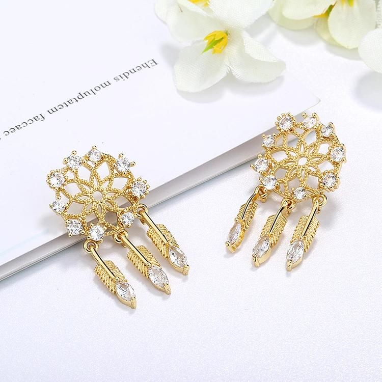 Simple Design Daily Wear Flower Shaped Diamond Stud Earrings Women, Cubic Zirconia Jewelry