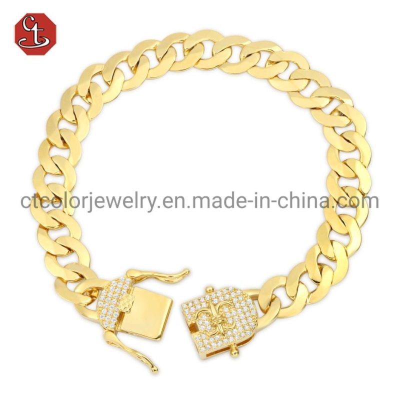 Trending Bangle 2022 High quality 14k 18k Gold plating cross love Oval Link fashion jewelry Bracelet