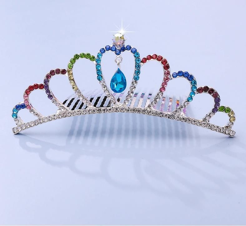 Tiara Children Princess Rhinestone Crown Comb Hair Accessories