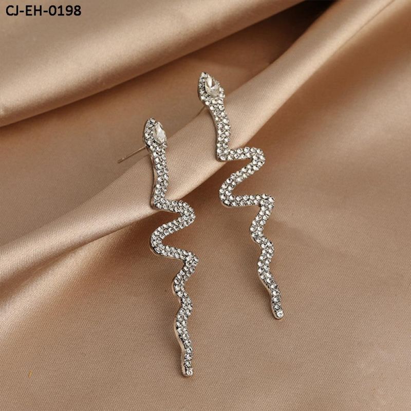 S925 Silver Needle Fashion Snake Shape Full Diamond Earrings Personality 2022 New Temperament Exaggerated Long Earrings