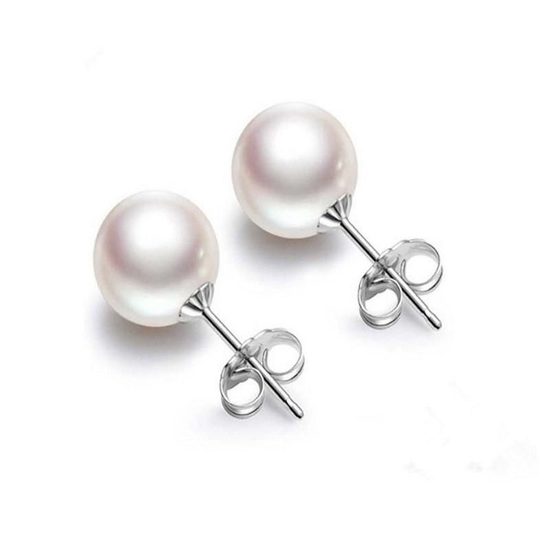 Fashion Women Jewelry 925 Sterling Silver Earrings Pearl Stud Earrings