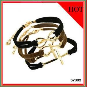 Fashion Punk Goth Cross / 8 Simple Charm Leather Bracelet