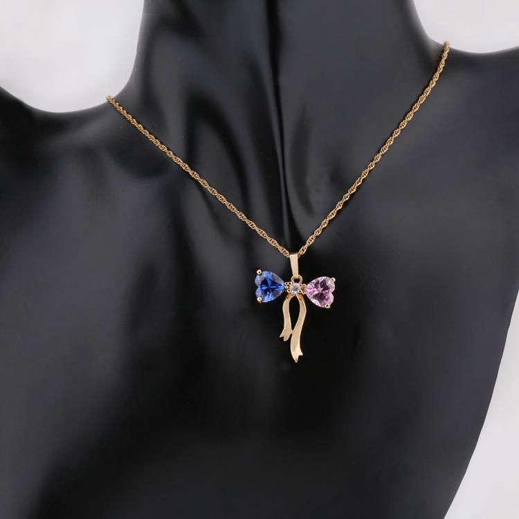 Fashion Accessories Women 18K Gold Plated Alloy Silver Jewelry Chain Sets Pendant Necklace with CZ Crystal