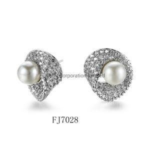 Fashion Earrings/Cubic Zirconia/Pearl Silver/Women Earrings/Silver/Jewelry Earring