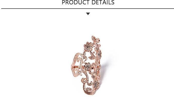 Professional Manufacturer Fashion Jewelry Carved Glod Ring with Rhinestone