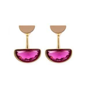 Women Fashion Imitation Jewelry Front Back Red Stud Earrings