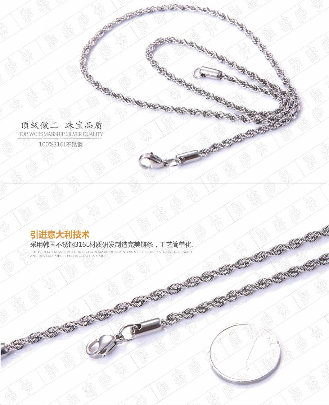 18K Gold PVD Plated Rope Chain 2.5mm-5mm Stainless Steel Chain Necklace for Unisex Chains 16 Inches to 36 Inches