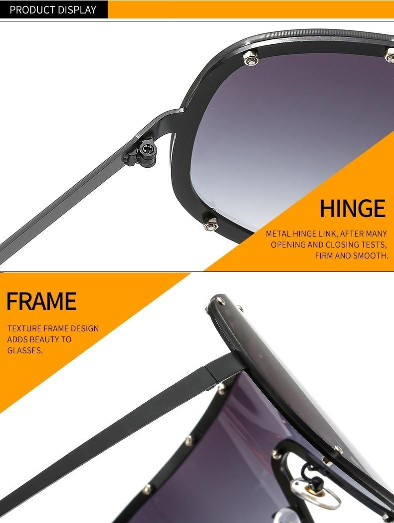 Large Frame Metal Sunglasses for Men and Women with Wind and Sand UV400 One-Piece Sunglasses