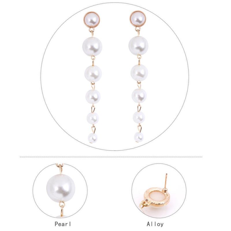 Long Tassel Pearl Earrings Fashion Hanging Chain Earrings Alloy Earrings Women