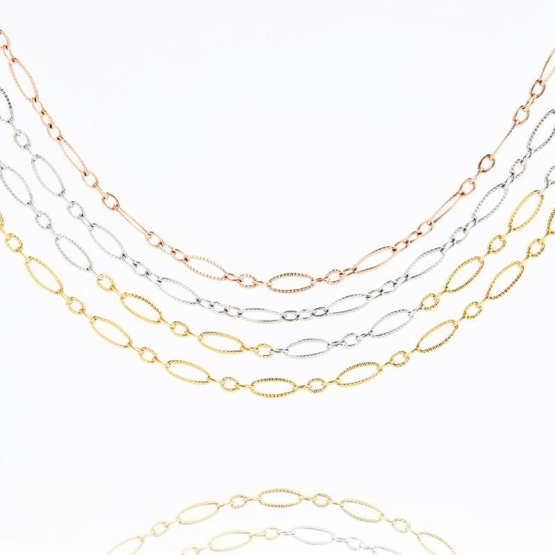 Fashion Jewelry 316L Stainless Steel Necklace Bracelet Cable Chain with Flower Embossed