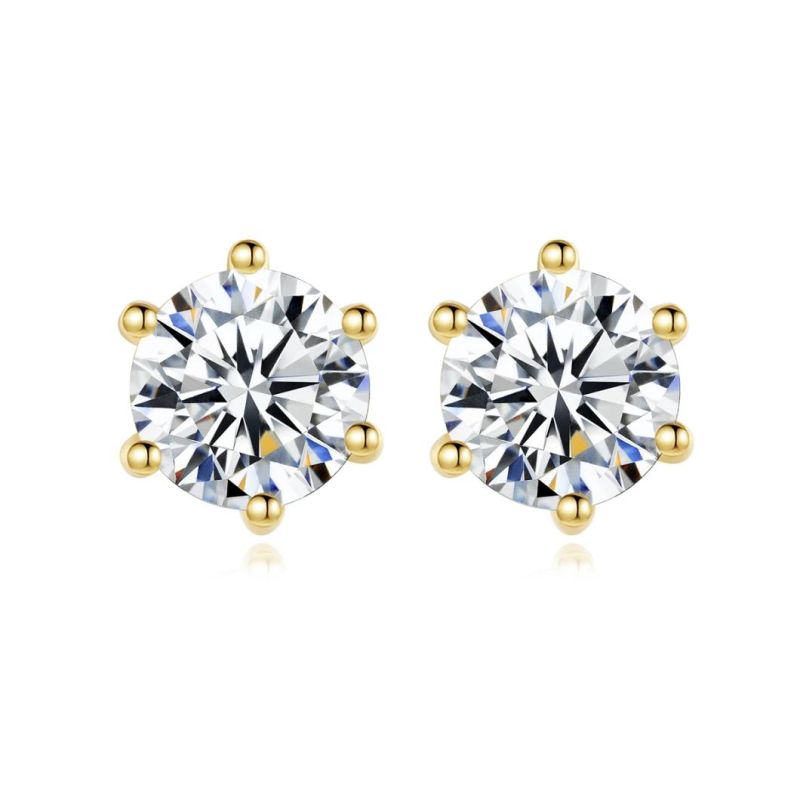 Fashion Jewelry 925 Silver K Gold Rhinestone Ear Stud