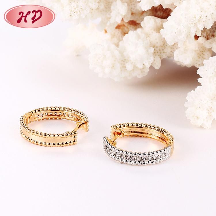 Fashion Jewelry Silver 18K Gold Plated Alloy Stud Drop Hoop Huggie CZ Earrings with Crystal for Women