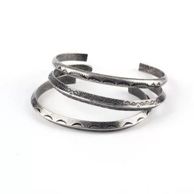 Creative Antique Silver Jewelry Mens Womens Twisted Cuff Bangle