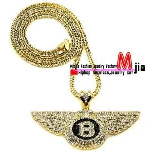 Wings Iced out New Pendant &amp; 36 Inch Necklace Bentley Style Chain Opq361