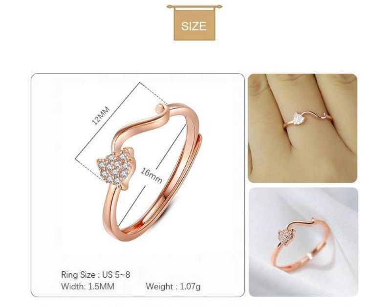 Real 925 Sterling Silver Ring Cute Fox Zircon Exquisite Adjustable Ring Women Wedding Girls Fashion Jewelry Gift