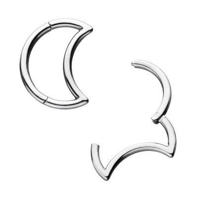 ASTM F136 Titanium Crescent Moon Hinged Segment Rings Septum Clicker Nose Piercing Helix Conch Tragus Piercing Earring 16g