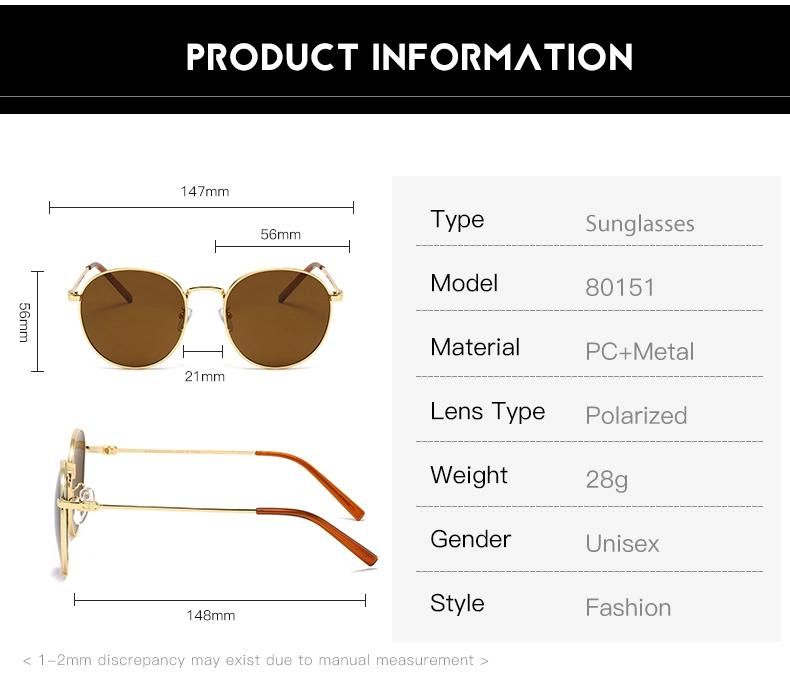 Fashion Metal Round Sunglass Retro Women Sunglasses