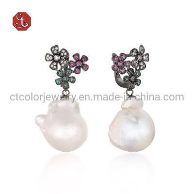 Wholesale Fashion Jewelry 925 Sterling Silver or Brass Jewelry Special-shaped Pearl Earrings