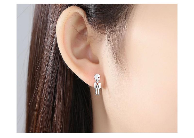 Soldier Segment Silver Earring Piercing Ear Studs