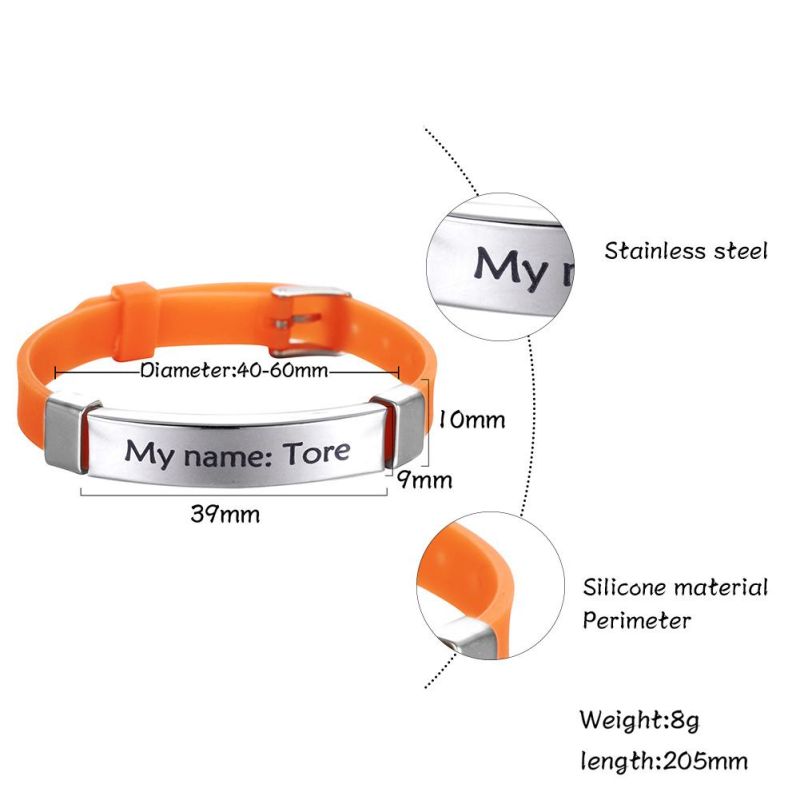 Personalized Magnetic Silicone Rubber Bracelets with Metal Clip