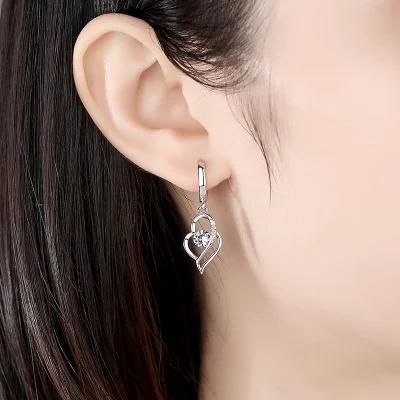 Fashion Copper Jewelry Dangle CZ Birthstone Brass Women Diamond Earrings