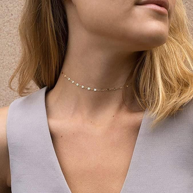 Stainless Steel Chain Choker Necklace, Chain Long Necklace Delicate Fashion Choker Necklace Jewelry Gift for Women