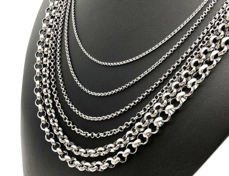 Stainless Steel Round Pearl Chain Interlocking Chain Titanium Steel Pendant Matching Chain Men′s and Women′s Jewelry Necklace Wholesale Ssnl031