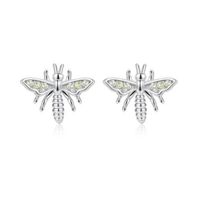 Silver Jewelry Bee Model Earring Stud for Women