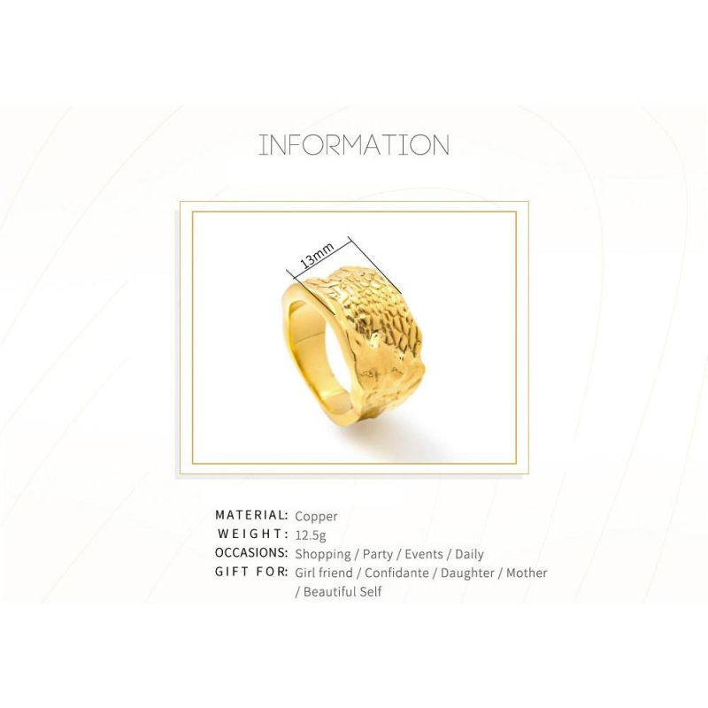 New Arrival Boutique Basic Ring Frozen Texture Gold Color Rings for Women Fashion Jewelry Accessories