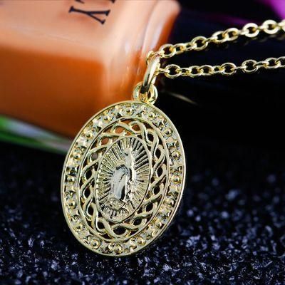 Stylish Gold Plated Oval Strand Pendant Religious Charm Necklace