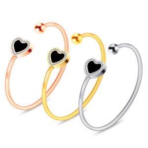 2022 Custom New Cheap Jewelry with Diamond Heart Stainless Steel Cuff Bracelet