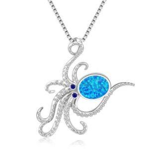Octopus Opal Pendant Necklace S925 Sterling Silver Necklace
