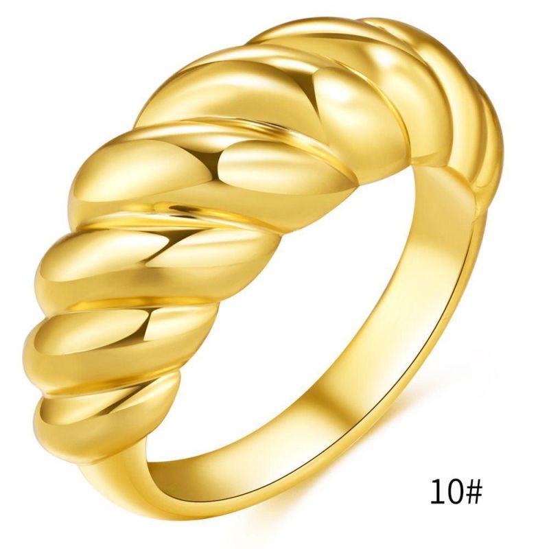 Fashion Screw Thread Real Gold Plated Twist Ring Jewelry