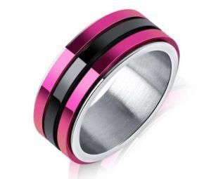 Hot Sale Purple and Black Men Finger Ring Never Fade Rotatable Fashion Rings