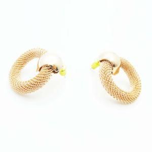 Fashion Stainless Steel Plated Rose Gold Mesh Earring Jewelry