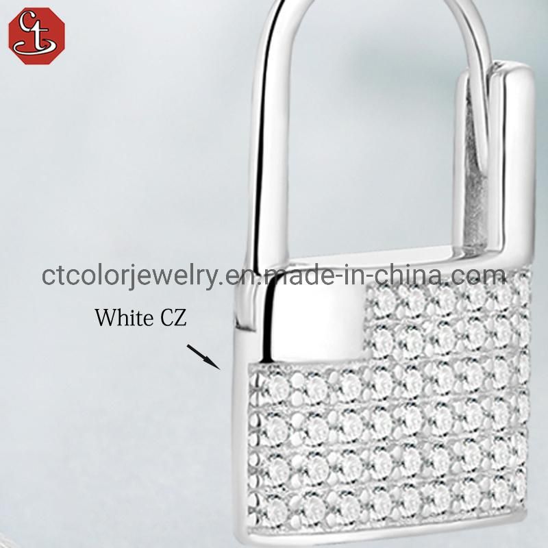 Hot Sale Fashion Jewelry white Cubic Zircon lock earrings Fashion Accessories