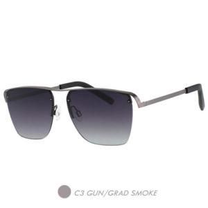 Metal&Nylon Polarized Sunglasses, High Bridge Police Square Frame M6028-03