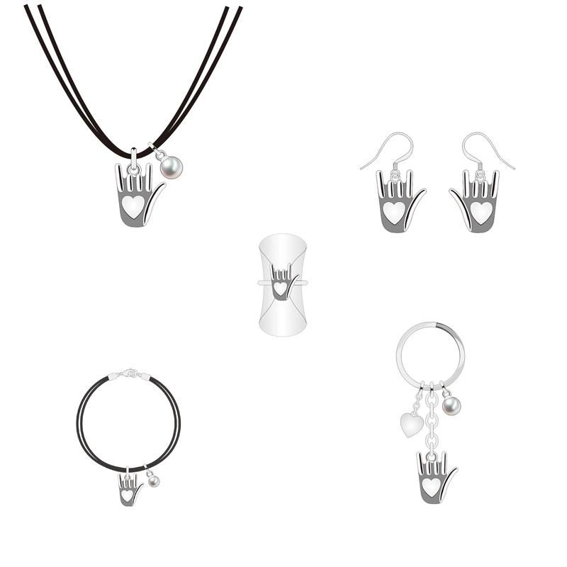 Hot Sale Lovely Silver Love Heart Jewelry Set