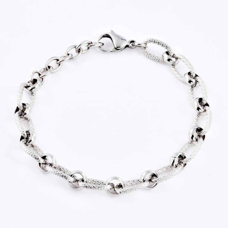 High Quality Handmade Hip Hop Stainless Steel Sliver Bold  Link Chain Bracelet Gold Plated Fashion Jewellery for Men