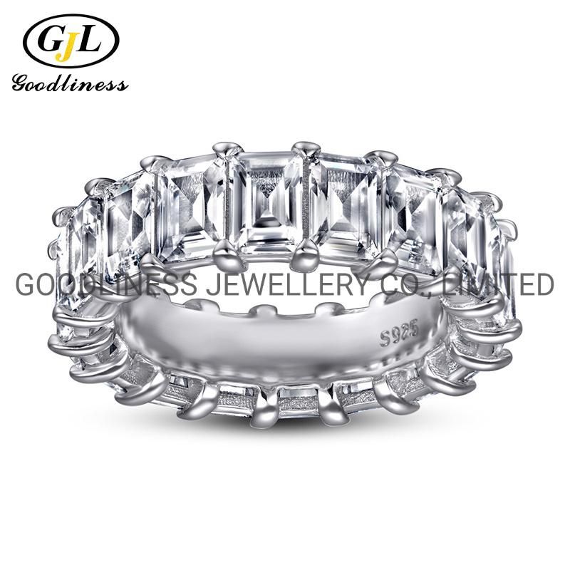 Trendy Diamond Wedding Jewelry 925 Sterling Silver Women Rhinestone Rings