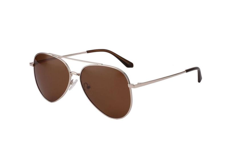 Stylish Men′ S Metal Frame Silver Double Bridge Pilot Gentlemen Sunglasses